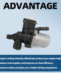 Quality Heater Control Valve For Mercedes Benz And Dodge Sprinter Engine Coolant Regulator showing black polymer housing and metal components.