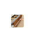 Four Pack 24 Inch Cabinet Door Edge Guards With Strong Adhesive Strip For Kitchen Cupboards shown on cabinet with open drawer.