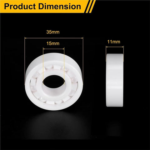 Heavy Duty CE 6202 Full Ceramic Zirconia Ball Bearings 15 X 35 X 11 Mm dimensions showing size and design