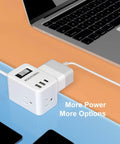 Flat Plug Power Strip With Six Foot Cord, Three Outlets And Three USB Ports Plus USB C, Cruise Travel Extension Cord