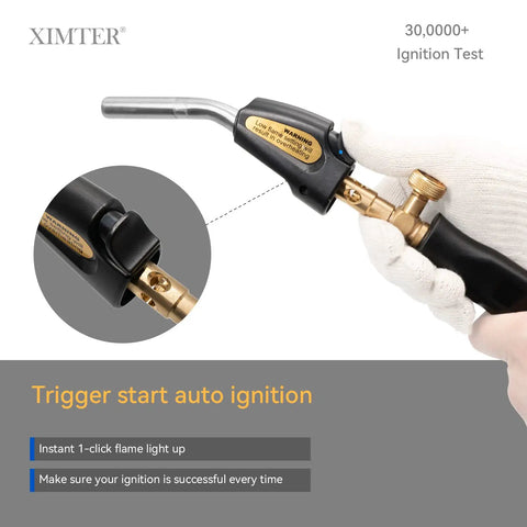 Heavy Duty Propane Torch With 3.6 Foot Hose Pro Grade Trigger Start Adjustable Swirl Flame And Brass CGA600 Connection handheld view