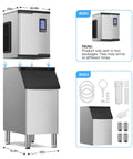 Commercial Ice Machine Delivers 850 Lbs Per Day, 460 Lbs Ice Storage, Heavy Duty Workhorse Ice Maker With Stainless Steel body