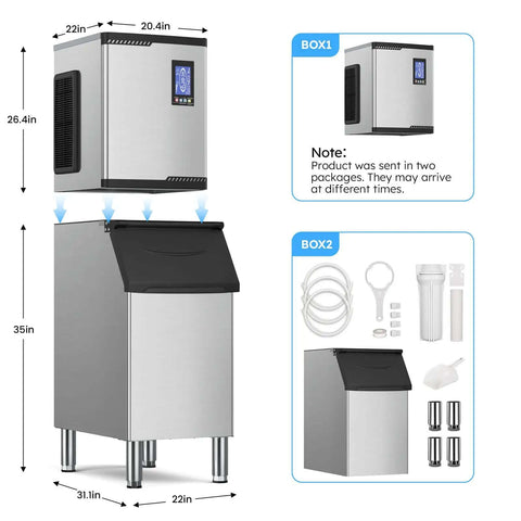 Commercial Ice Machine Delivers 850 Lbs Per Day, 460 Lbs Ice Storage, Heavy Duty Workhorse Ice Maker With Stainless Steel body