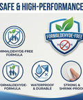 Image showing safe and high-performance features of the DIY Friendly Drywall Repair Kit With Scraper And Spackle For Quick Wall Patch Mending Three Tubes Of Wall Mending Agent Nozzle Extenders And Sandpaper For Filling Holes And Cracks The Fast Drying Solution For Home Walls: formaldehyde-free, waterproof, durable, strong, and shrink-proof.