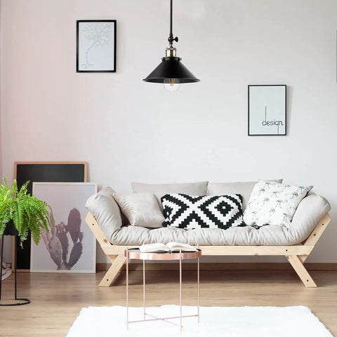 Living room with Dope Industrial Vintage Black Wall Sconces Set Of 3 Hardwired With Adjustable Heads For Living Room Bedroom Hallway Indoor Decor Bronze and Black Finish E26 Bulbs Not Included, featuring a modern couch and decor.