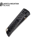 Chop2 Folding EDC Knife With Crossbar Lock 3.54 Inch D2 Tanto Blade And Carbon Fiber Handle folded, clip side view