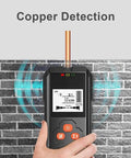 Ultimate Durable Digital Stud Finder And Wall Scanner With Bright Lcd Display For Tracking Metal Wood Iron And Live Ac Wiring Badass Drywall Detection Essential showing copper detection on LCD display.