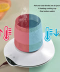 White Electric Cup Warmer And Cooler Mat Dual Purpose Beverage Coaster Usb Powered Thermal Stand with hot and cold drink cup.