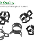 40 Pcs Two Fifth Inch ID Spring Band Type Clamps Black Hose Clips for fuel lines, water pipes, air tubes, and silicone hoses.