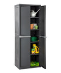 4 Shelf Heavy Duty Plastic Storage Cabinet With Easy Assembly For Garage Basement Attic And Mudroom Gray Storage Unit For Bins And Tools