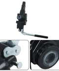 Heavy Duty One Spool Hydraulic Control Valve For Log Splitters And Loaders With Three Quarter Inch NPT Ports And One Half Inch NPT Work Ports Delivers 30 GPM At 3625 PSI, showing handle and port details