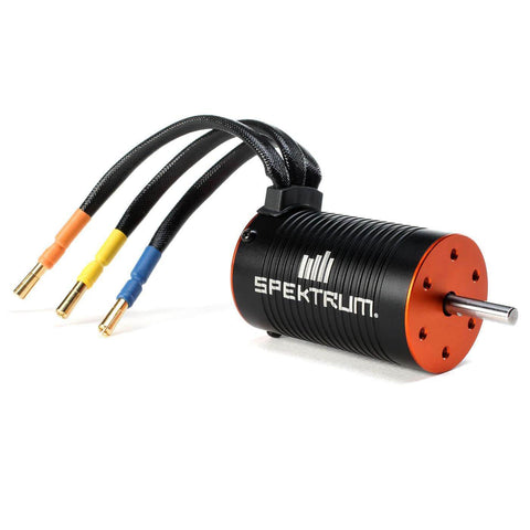 85A Brushless Smart ESC And 4000Kv Sensorless Motor Combo For RC Cars And Trucks, durable black motor with wires, side view.
