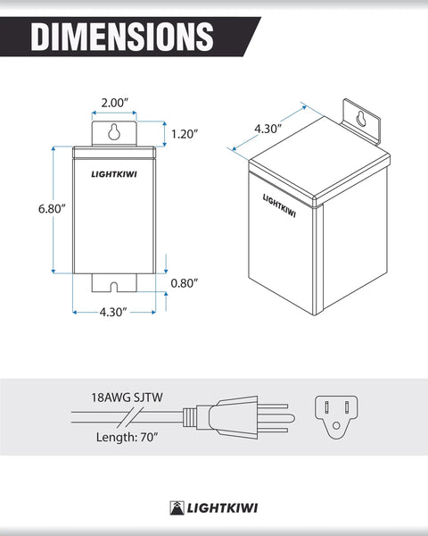 Outdoor Low Voltage Landscape Lighting Transformer With Multi Tap Output 12V To 15V AC 75W Weatherproof ETL Listed For Pathway Lights Spotlights Pool And Spa Lighting 120V AC Input