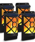 Outdoor Solar Flame Lights, 66 LED Waterproof Wall Mounted Flickering Dancing Flame With Auto On Off And Dark Sensor, 2000mAh Battery