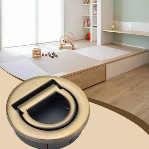 Recessed Door Pull Handle For Cabinets And Furniture Concealed Zinc Alloy Grip with Space Saving Install, Green Bronze Finish