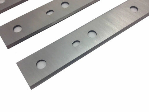 12-1/2 Inch Planer Blades Replacement Set For DeWalt DW734 And DW7342, showing double-edged steel blades with mounting holes.