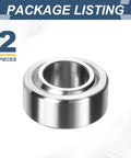 Heavy Duty COM12T Spherical Plain Bearings Pair 3/4 X 1 7/16 X 3/4 Chrome Steel Bushings shown, two pieces in sleek finish.