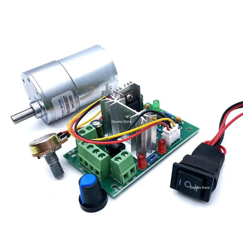 Cool 37Mm Dc Reduction Gear Motor With High Torque For Robotics And Automation Projects That Runs Smoothly On 12 Or 24 Volts and control board setup.