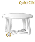 Illustration of a table with QuickClick Furniture Glide Base Set For Chairs And Home Decor, highlighting glide placement on leg.