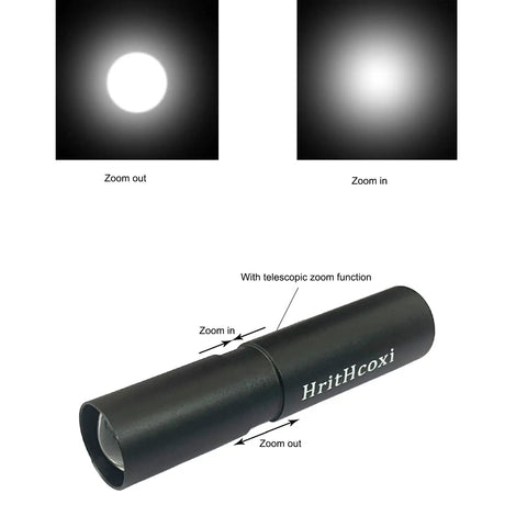 Rechargeable Mini LED Flashlights Set Of 6 High Brightness 1200 Lumens XPE with zoom in and zoom out function displayed