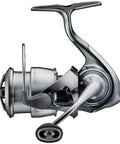 Ultimate Spinning Reel 22 EXIST G PC LT2500D Lightweight 170g With 10Kg Drag, close-up of reel details from side view.