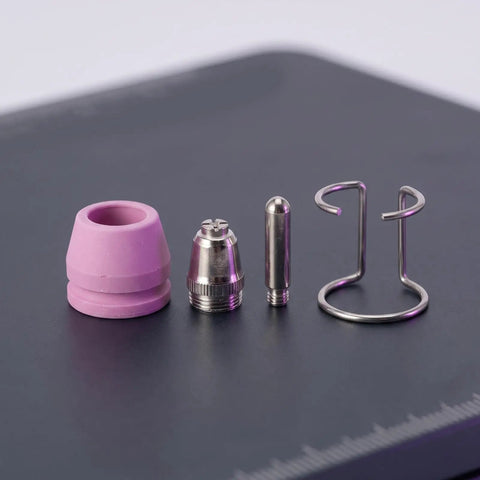 Plasma Torch Consumables One Set With Nozzle Tip And Electrodes For Pro Grade Precision Cutting And Welding Accessories Durable Replacement Parts For Air Plasma Cutter, pink nozzle and metal electrodes