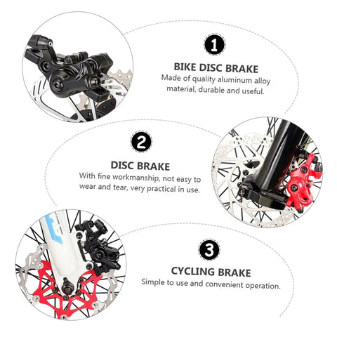 Heavy Duty Aluminum Alloy Disc Brake Caliper Pair with Badass Stopping Power For Trail Blazing and City Cruising, close-up view.