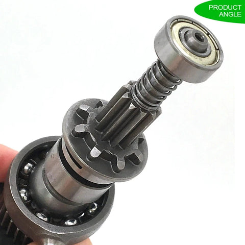 Close-up of transmission shaft assembly with toothed gear and swash bearing for HR2470 rotary hammer