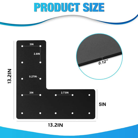 Beefy L Post Bracket 13.2 By 13.2 Inch With 5 Inch Reach 3mm Thick Carbon Steel Mending Plate Black Powder Coat For Post To Beam Wood Connections Pergola Truss And Lumber Corner Brackets