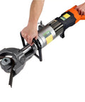 Get This Heavy Duty Portable Electric Rebar Cutter For Swift, Precise Steel Bar Bending in use, bending rebar with hydraulic tool.