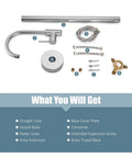 Freestanding Tub Faucet Chrome Floor Mount Tub Filler With Single Lever Brass Mixer Tap And Tub Spout No Handheld Spray Built To Last Durable Solid Brass Construction Modern Bath Upgrade Kit assembly parts including faucet body, water lines, and brass tripod base