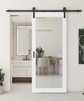 36 By 84 Inch Mirror Barn Door With Sliding Door Hardware Kit Included White Full Length Mirror Built From Solid Pine Core