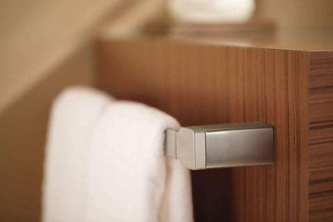 90 Degree 18 Inch Towel Bar In Brushed Nickel, Slick Modern Bathroom Accessory With Concealed Mounting, Aluminum Bar And Zinc Posts