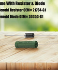 36V EZGO Solenoid Relay Kit For EZGO Electric Golf Cart with included resistor and diode on a wooden surface