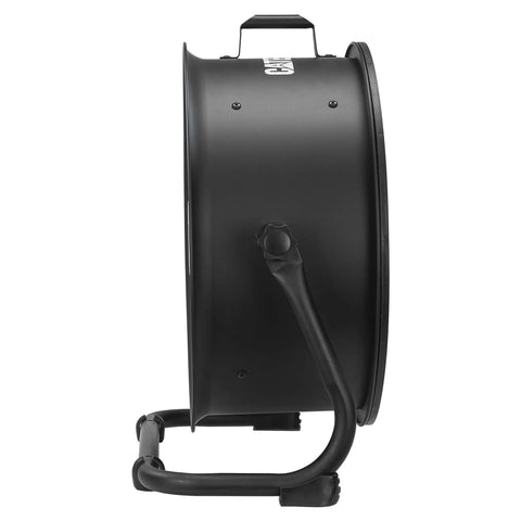Side view of Beefed Up Heavy Duty 18 Inch High Velocity Drum Fan With 3400 CFM 4 Speed Control 360 Degree Adjustable Drum Head