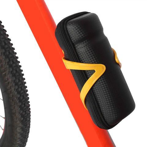 Ride Ready Waterproof Bike Tool Bag Kit With Water Bottle Holder attached to a bike frame, featuring lightweight EVA material.