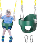 Outdoor Toddler Swing With High Back Full Bucket Seat For Backyard Or Playground 330 Lb Capacity Ultra Safe Design Plastic Coated Chains And Quick Snap Carabiners