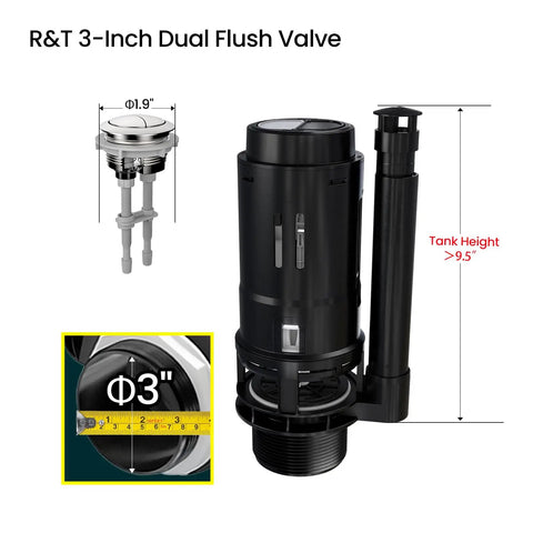 3 Inch Dual Flush Valve With Top Push Button Inside Tank Toilet Repair Kit For 2 Piece Toilets No More Leaks Quick Fix Running Water And Ghost Flush Model A2422M