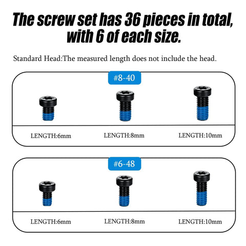 Heavy Duty Standard Head Gunsmithing Screws Rock Solid Fillister Design sizes #8-40 and #6-48 with lengths 6mm to 10mm.