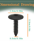 Dimensional drawing of Hardcore Thirty Pack Fender Liner Screw, 5mm x 18mm, black zinc plating, ideal for automotive use.