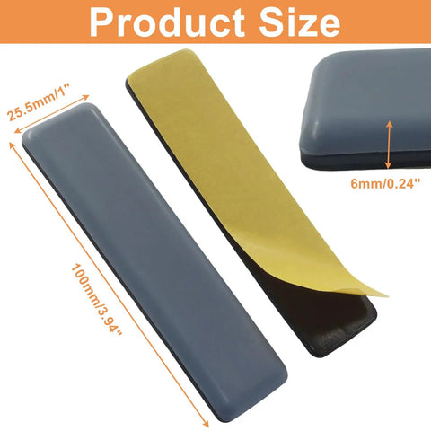 1x4 Inch Rectangular Adhesive Furniture Sliders With PTFE Glides 16 Pack Floor Protectors size dimensions shown