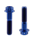 Aviation Grade Built Tough Blue Anodized Gr5 Titanium M8 X 1.25 X 40Mm Hex Flange Head Bolts Cross Drilled Safety Wire Mounts.