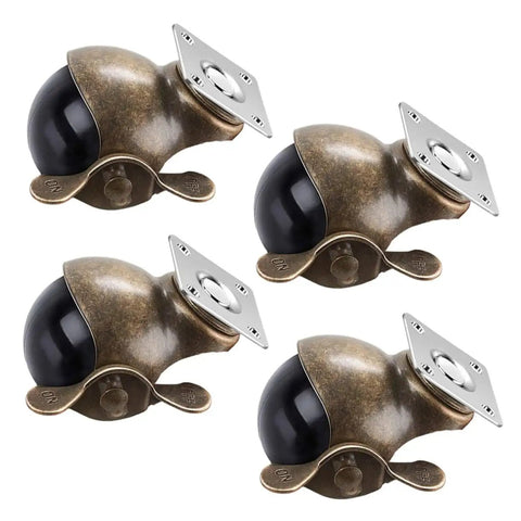 Heavy Duty Vintage Plate Casters With Dual Ball Bearings For Glide Like Butter Furniture Slides And Tough Workbench Hauls Quick Install Slick Rolling Wheels set of four with black wheels and bronze finish