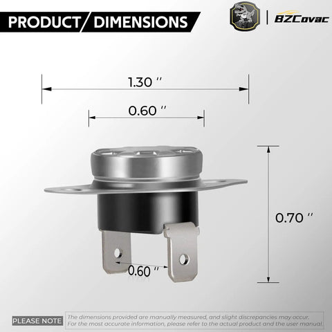High Temperature RV Furnace Limit Switch With 190 Fahrenheit Safety Cutoff for Atwood Hydro Flame and Dometic Heaters dimensions
