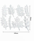 8 Piece Leaf Die Cuts Set For Scrapbooking And Card Making Durable Metal Cutting Dies For Leaves And Flowers showing dimensions
