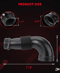 Black Engine Air Intake Hose For BMW Heavy Duty Air Duct Tube with measurements, side view, Fit 228i 320i 328i XDrive 528i 2012-2017