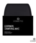 Pro Grade Espresso Tamping Mat With High Grip Food Grade Silicone Black Corner Tamper And Packing Mat in packaging.