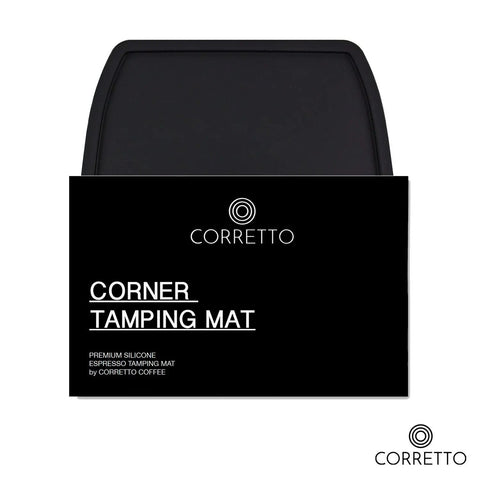 Pro Grade Espresso Tamping Mat With High Grip Food Grade Silicone Black Corner Tamper And Packing Mat in packaging.