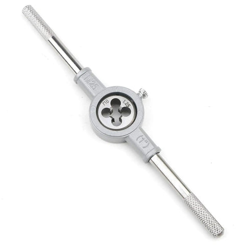 Metric Die Wrench Set With T Handle For Tight Spaces, Circular Dies M3 To M12, detail of die holder with M25 marking