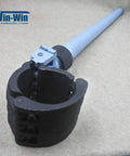 Front-angled view of blue waterjet cylinder wrench, 3-inch OD, with black clamp head